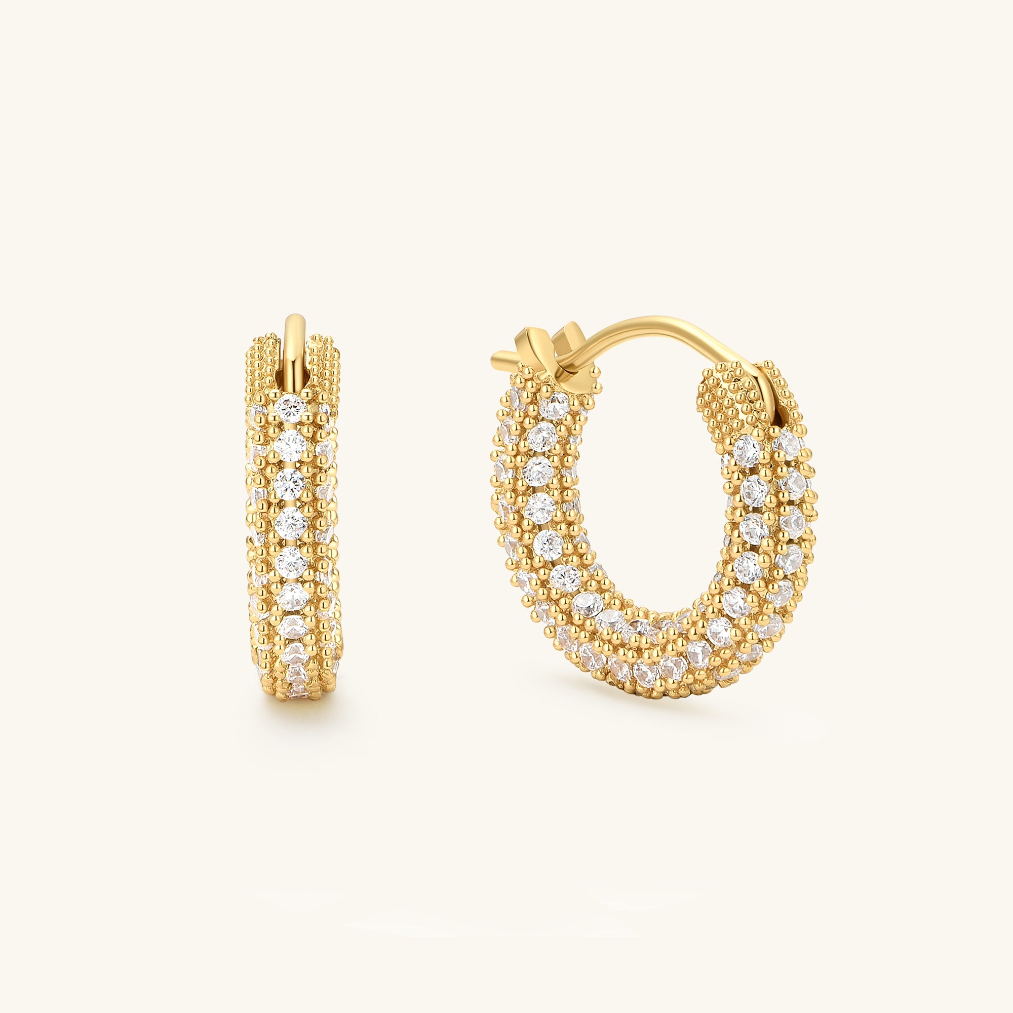 Heart Made of Gold Small Pave Hoops Silver