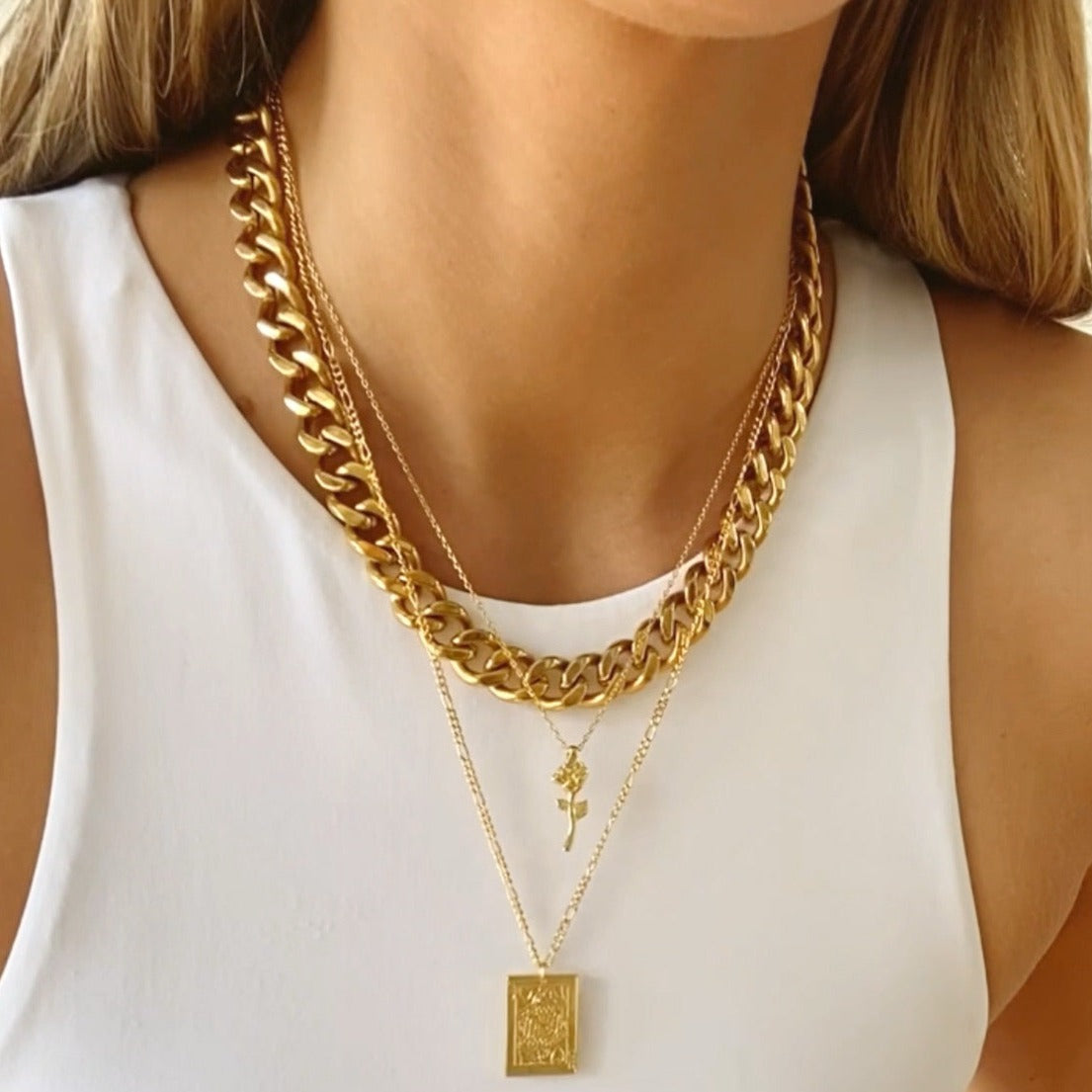 Rose Pendant Necklace (6109596057766)