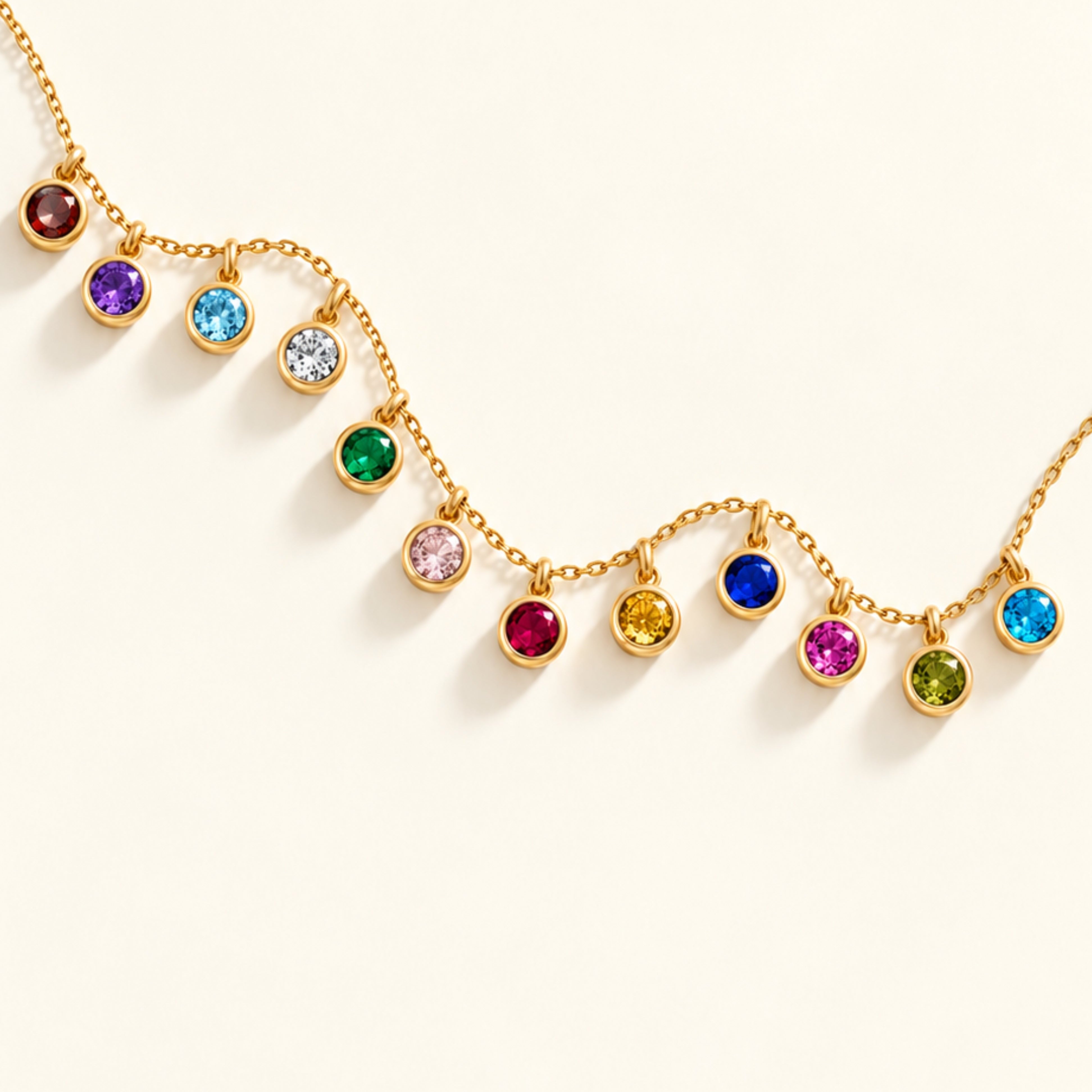 Bezel-set birthstone necklace in solid gold from the Fine Jewelry Collection