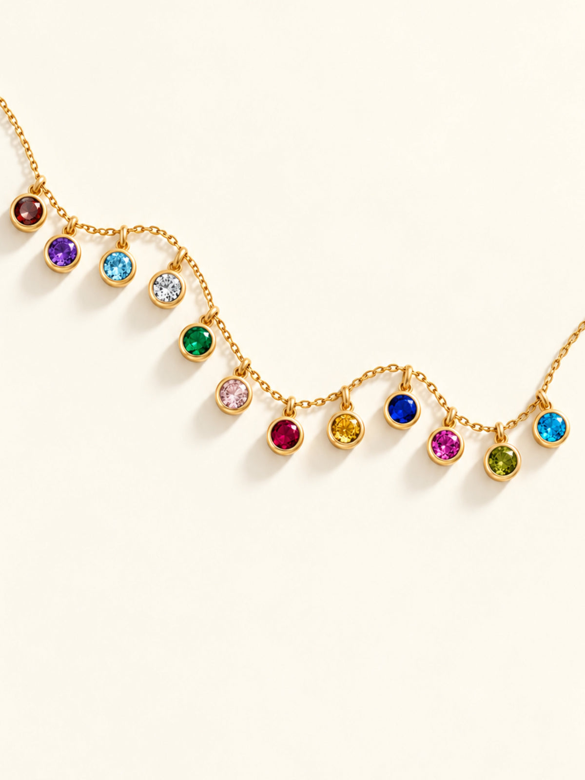 Bezel-set birthstone necklace in solid gold from the Fine Jewelry Collection