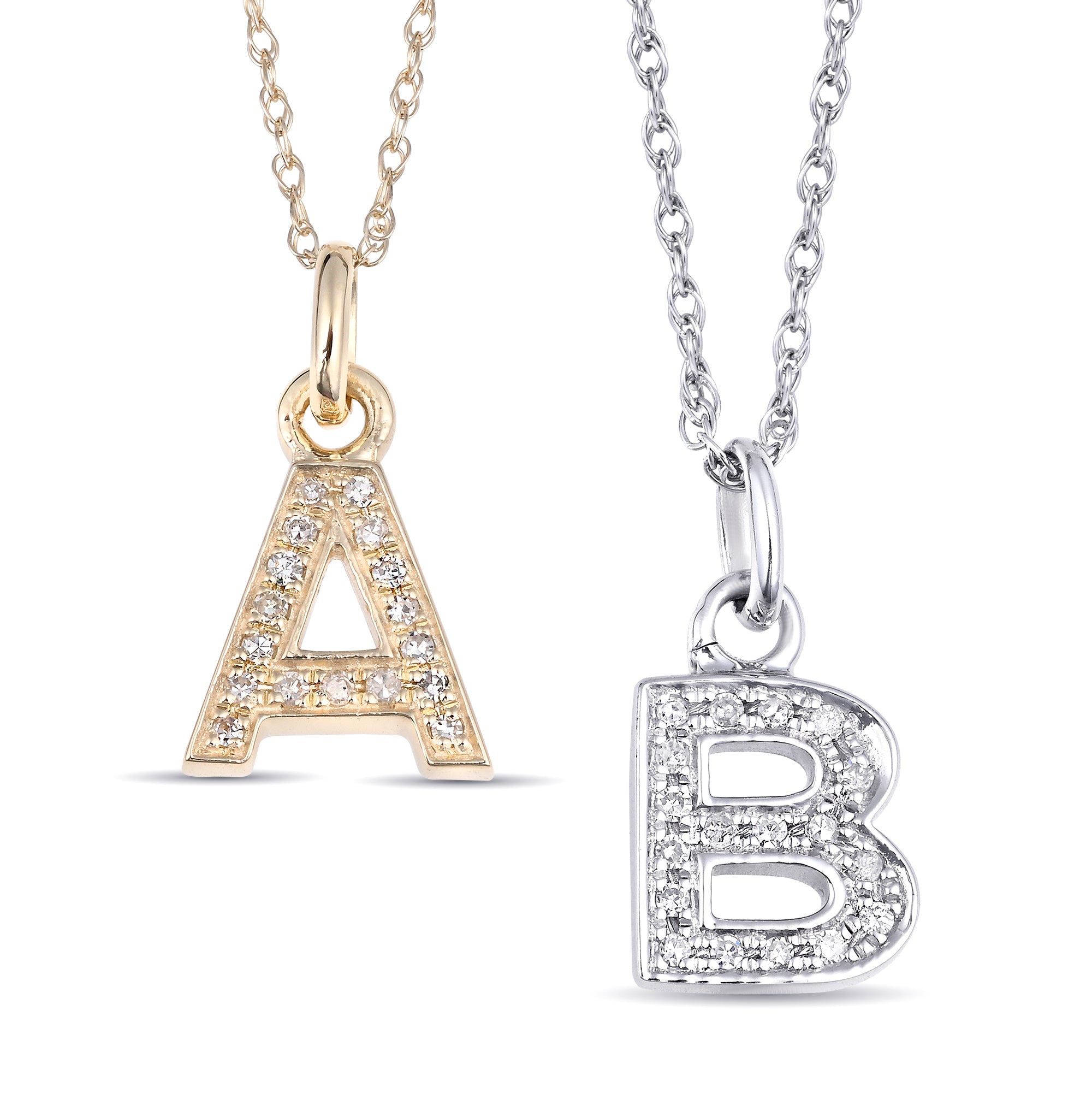 10k Diamond Block Initial Necklace