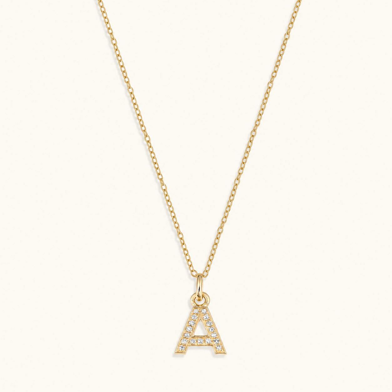 10k Diamond Block Initial Necklace