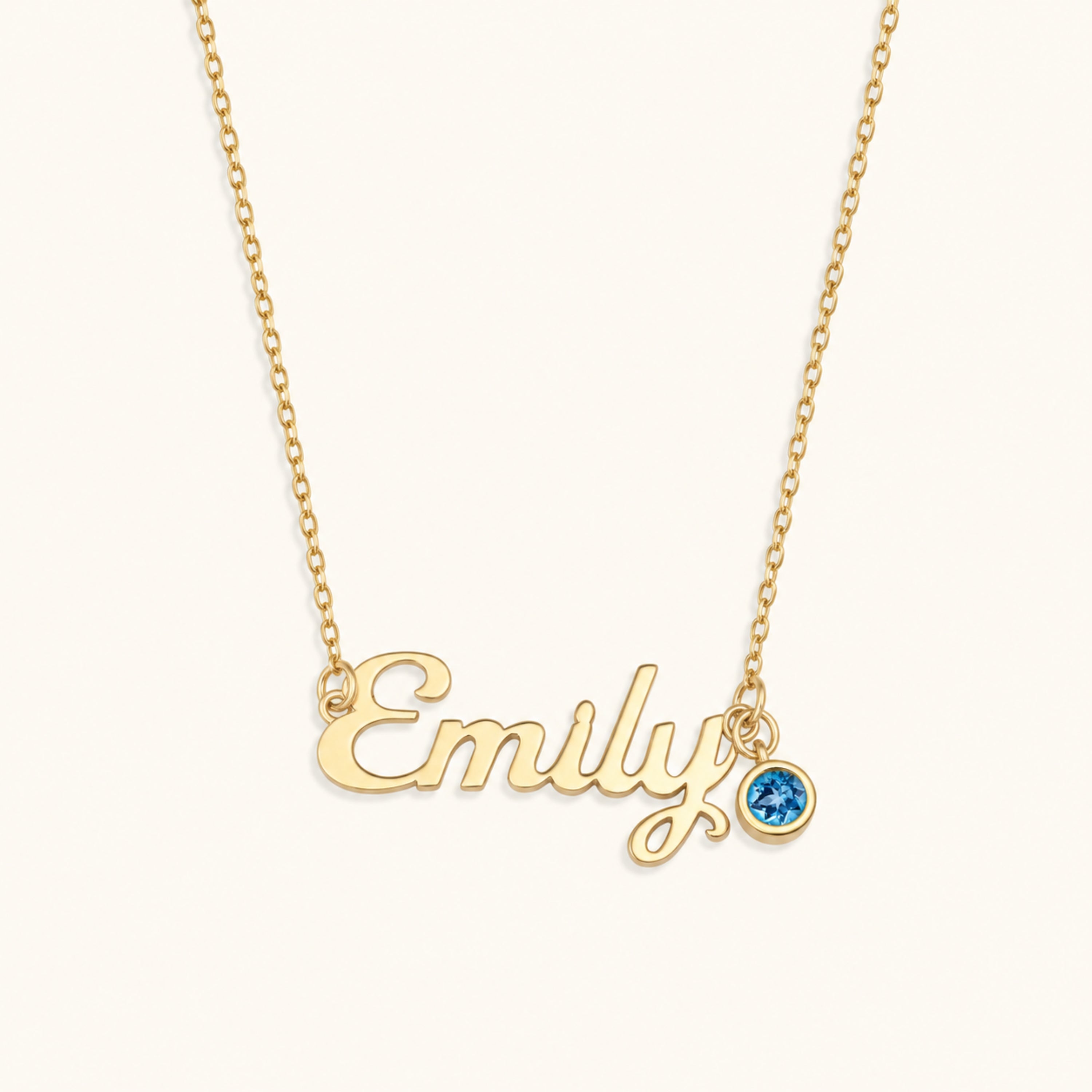 10k Birthstone Nameplate Necklace