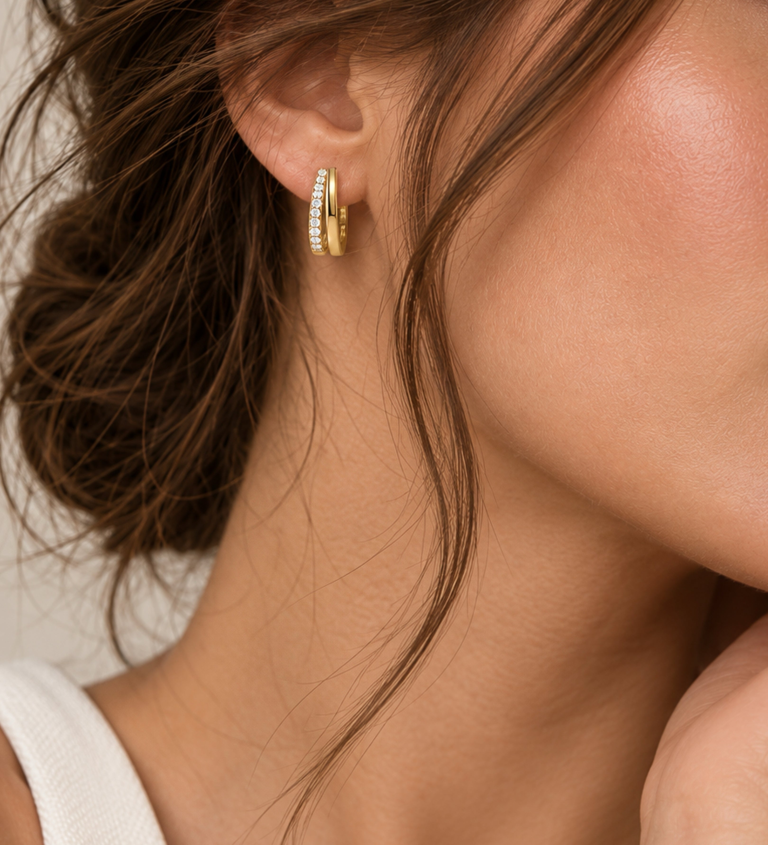 Gold Filled Double Pave Hoops