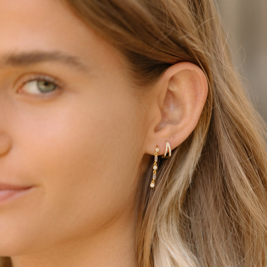 Bezel Dangle Stud Earrings