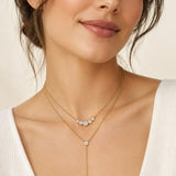 Gold Filled Diamond Bezel Cluster Necklace