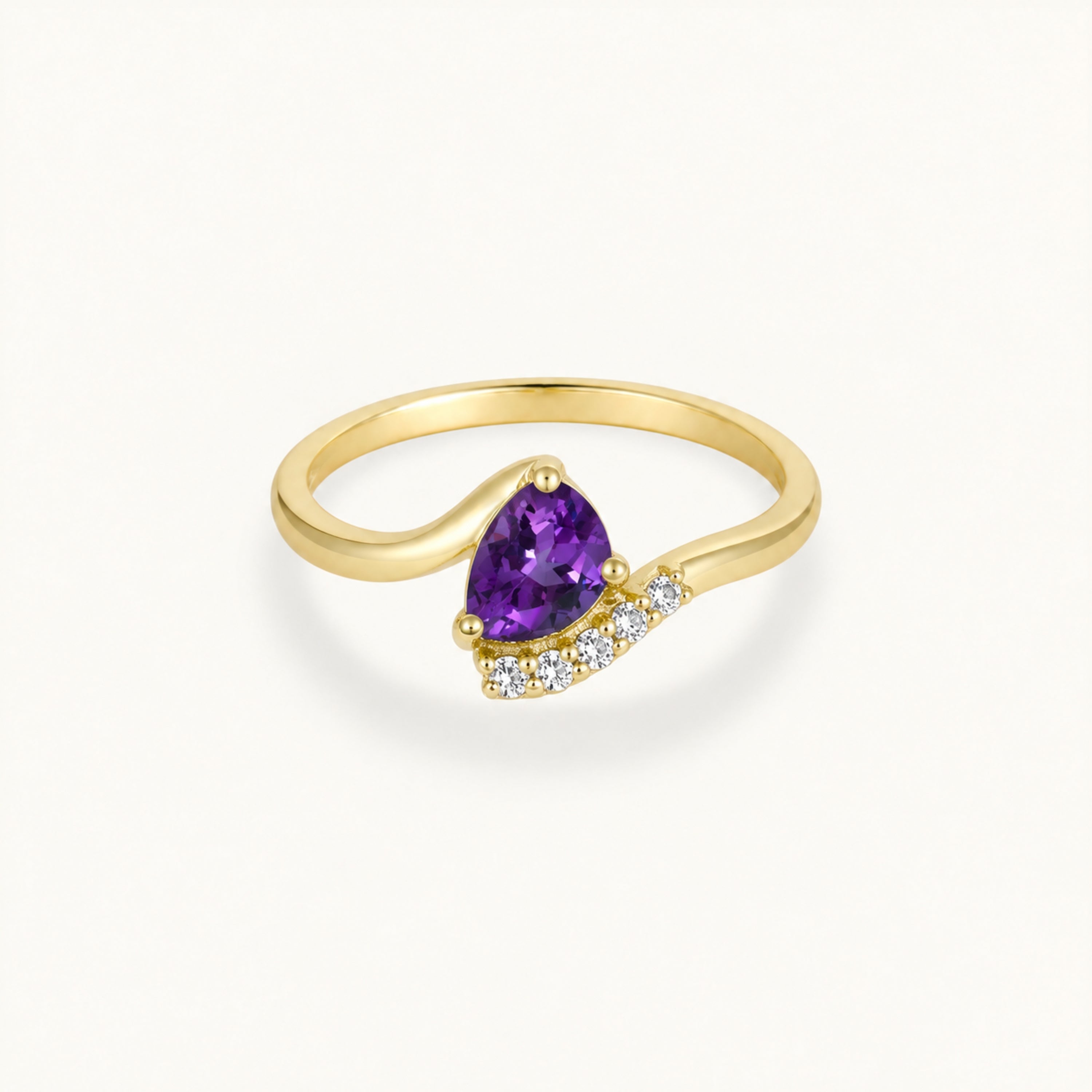 10k Wavy Birthstone Ring