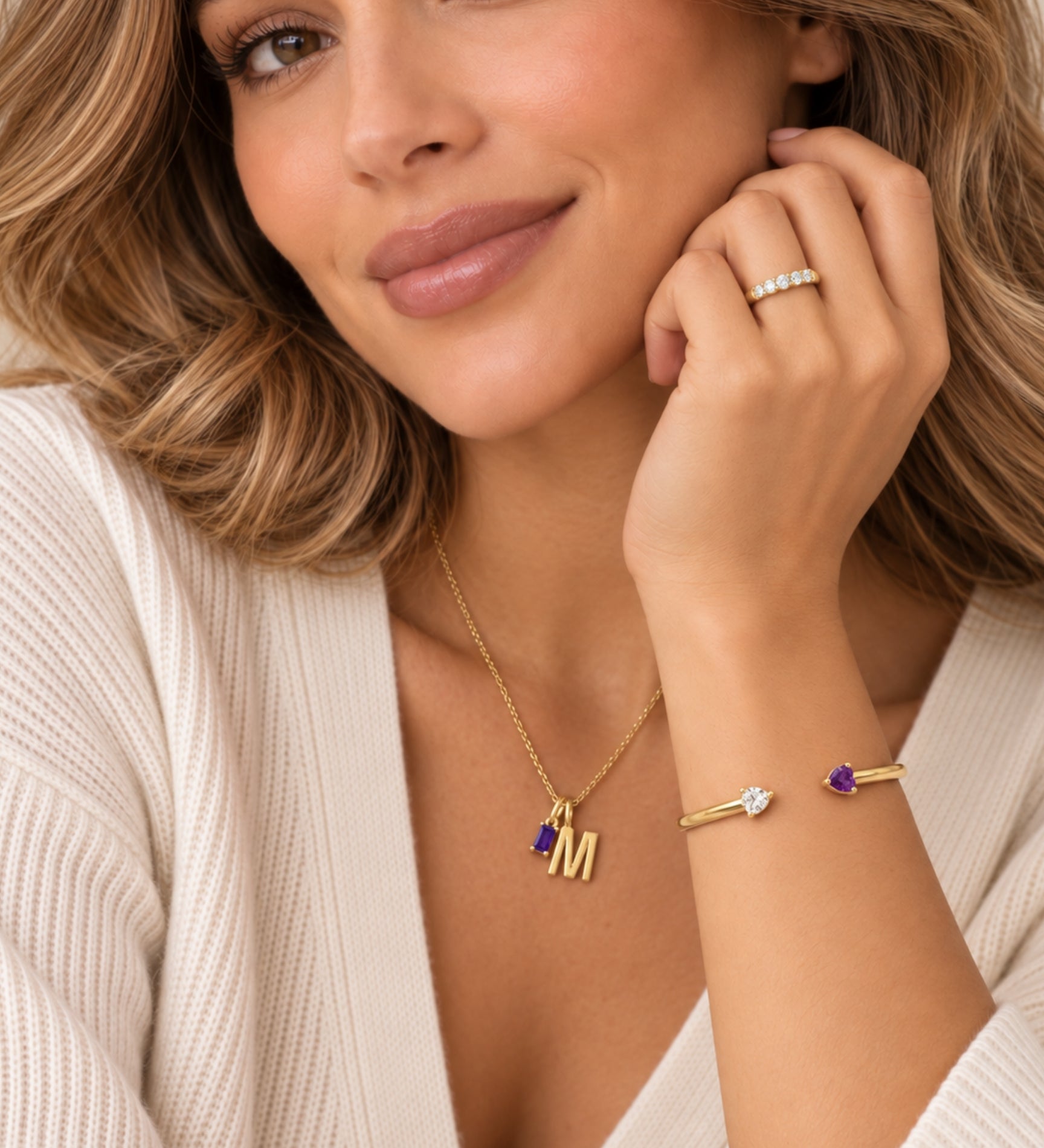 10k Birthstone Bangle Bracelet