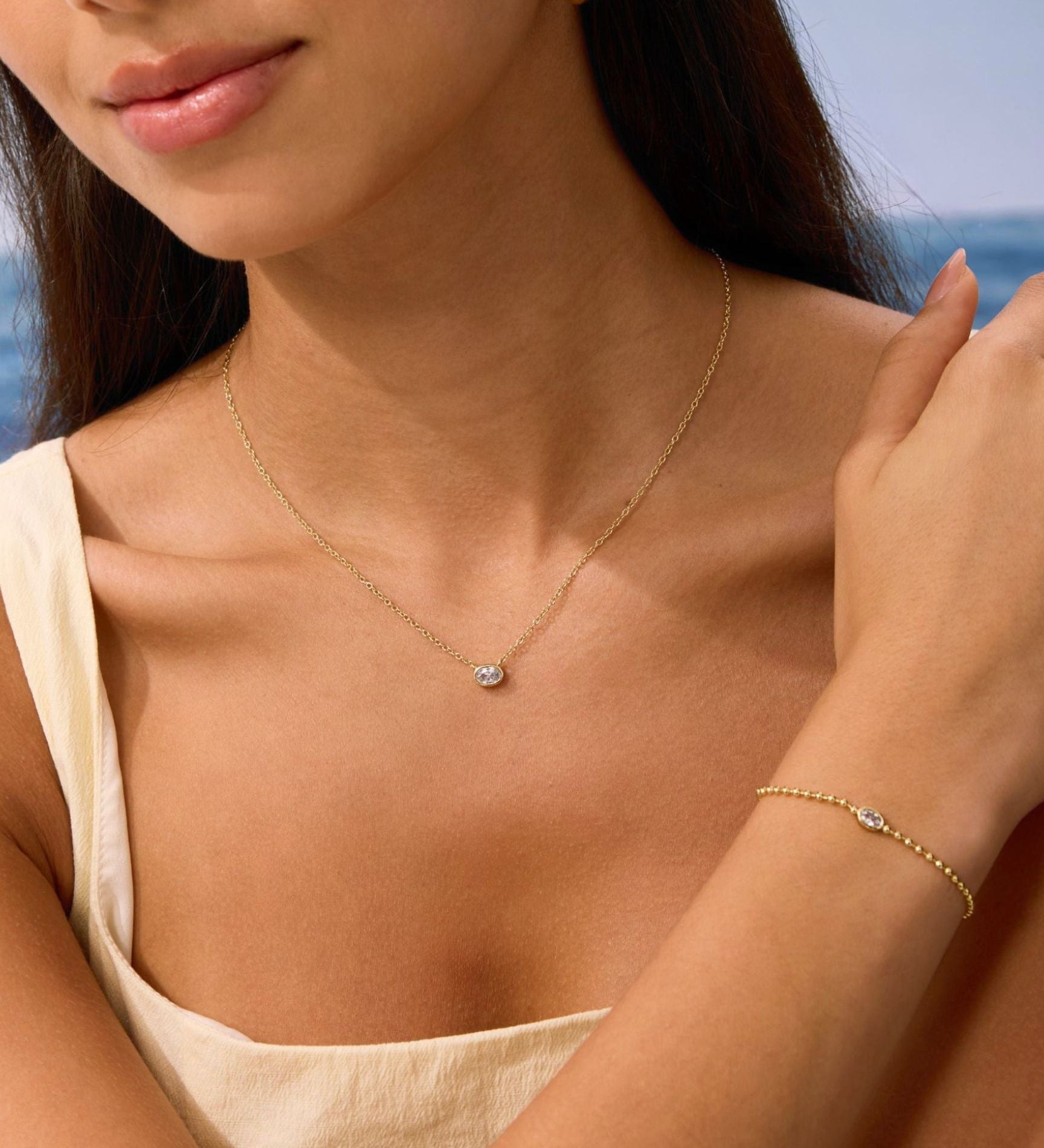 Gold Filled Diamond Oval Necklace