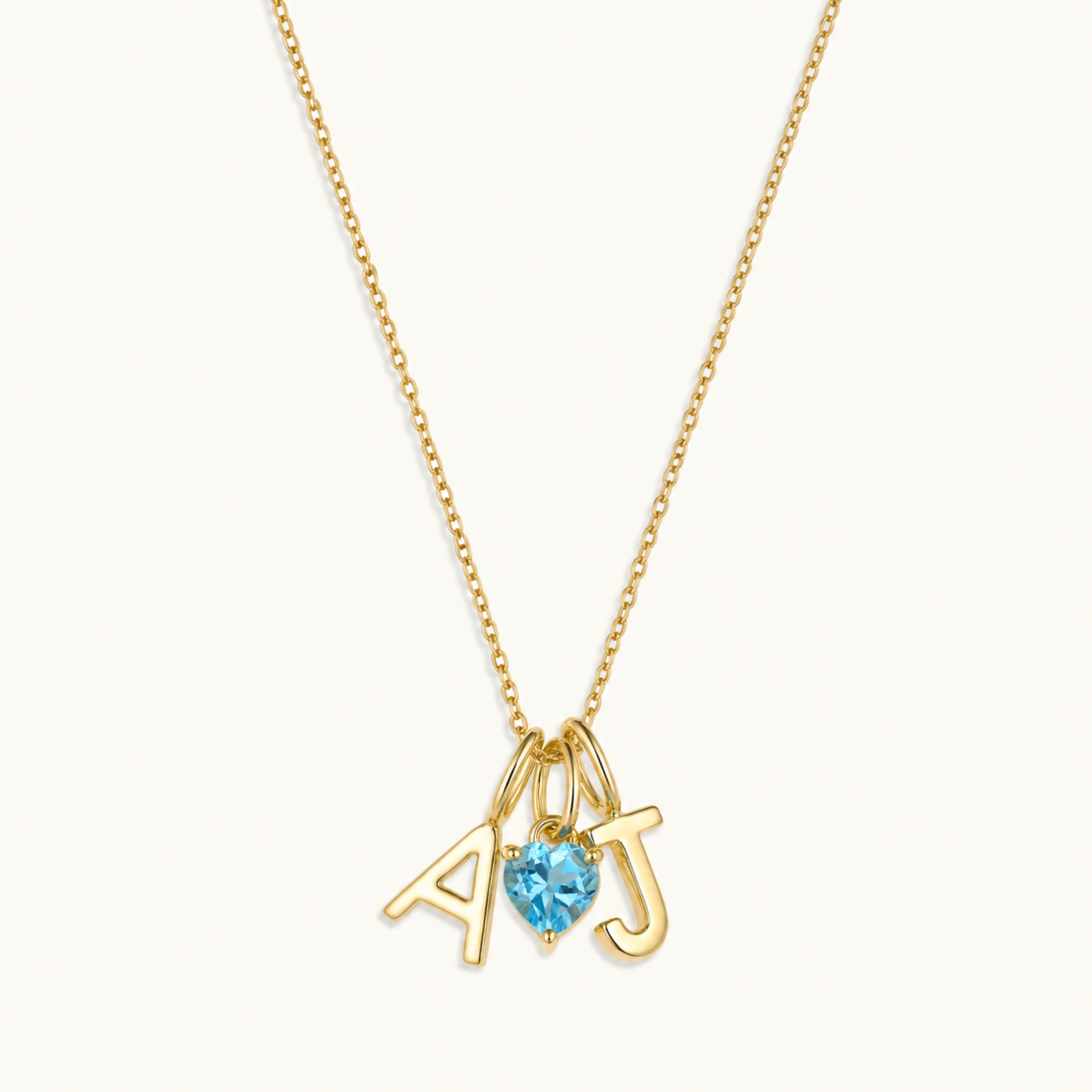10k Birthstone Couple's Initial Necklace