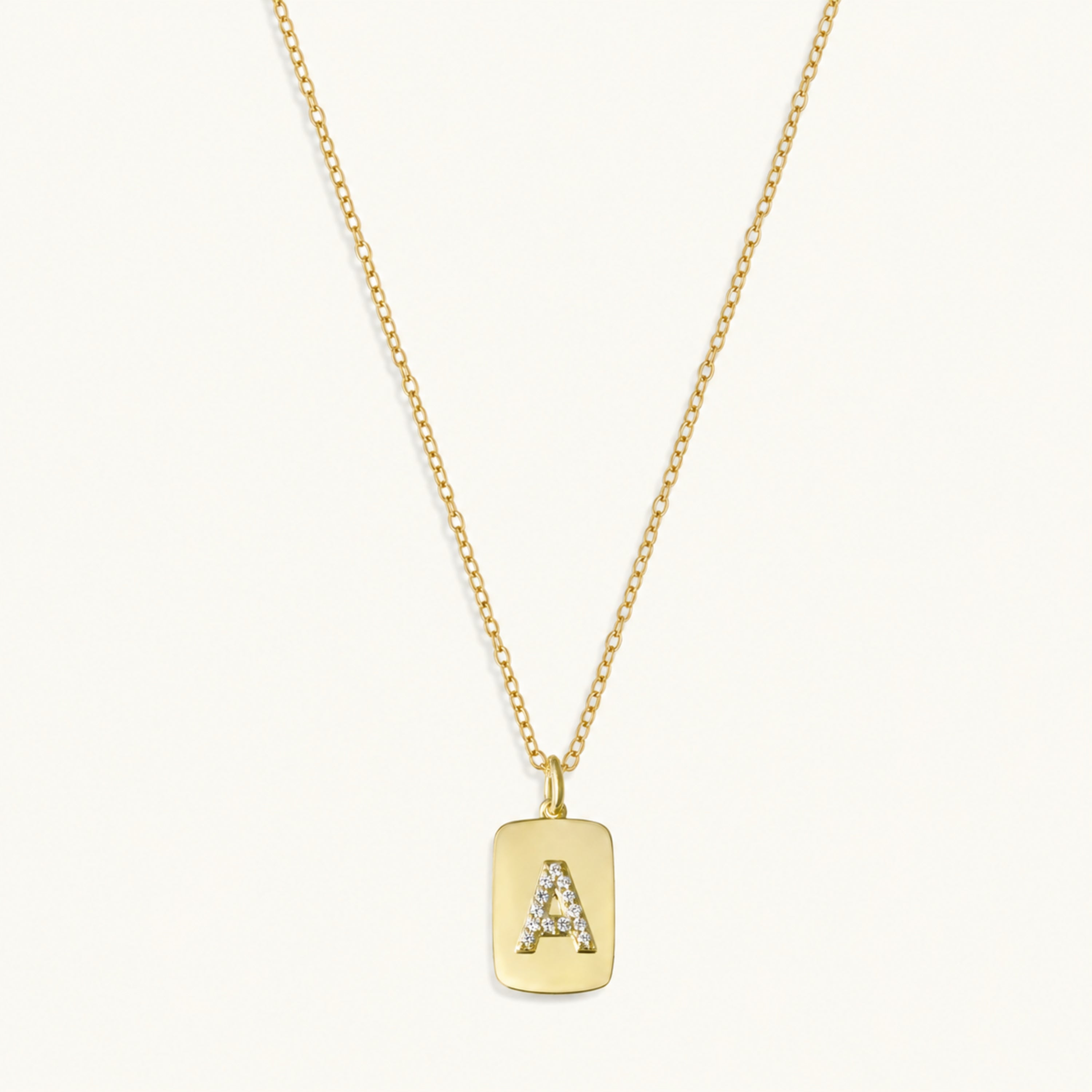 10k Initial Dog Tag Necklace
