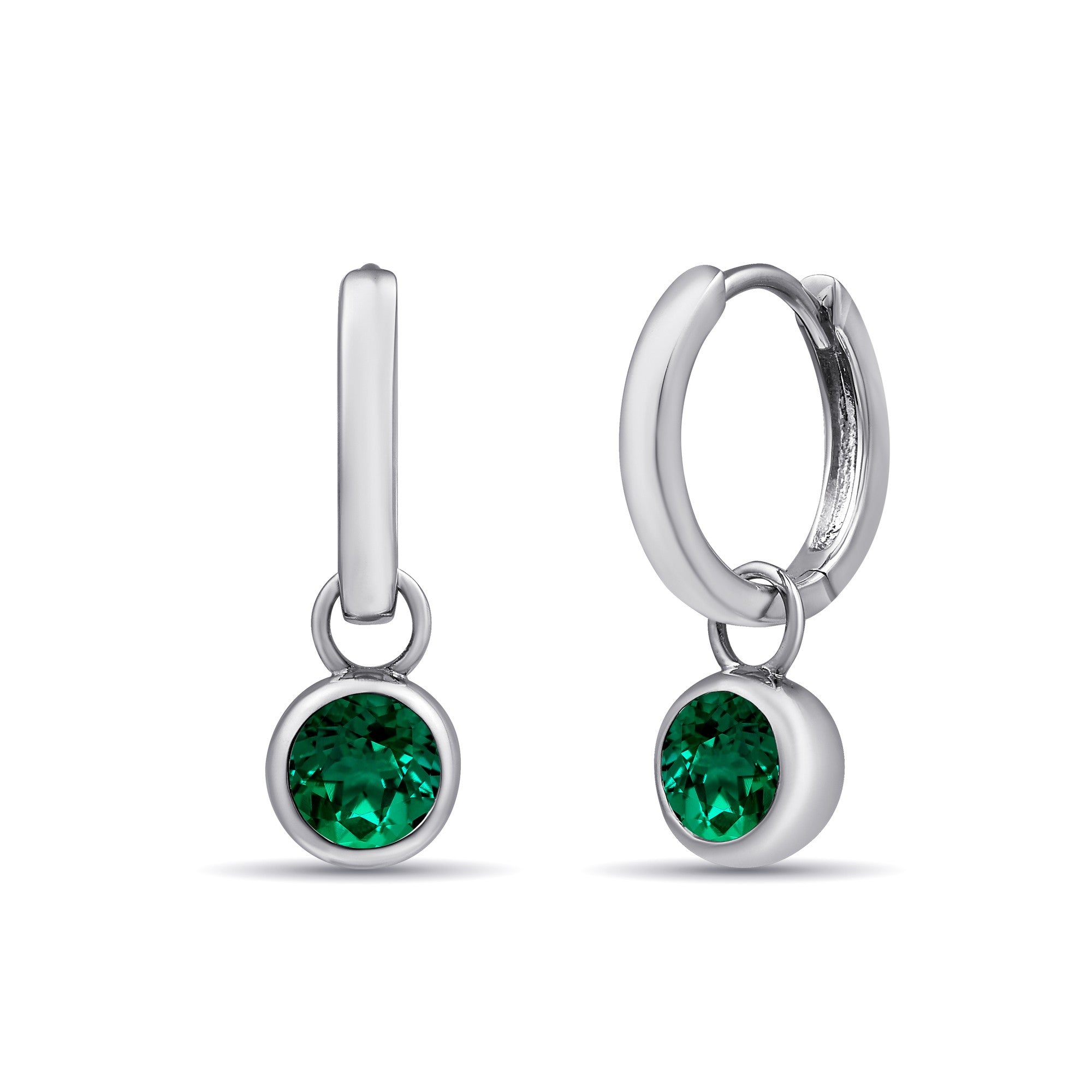 Bezel-Set Birthstone Hoop Earrings