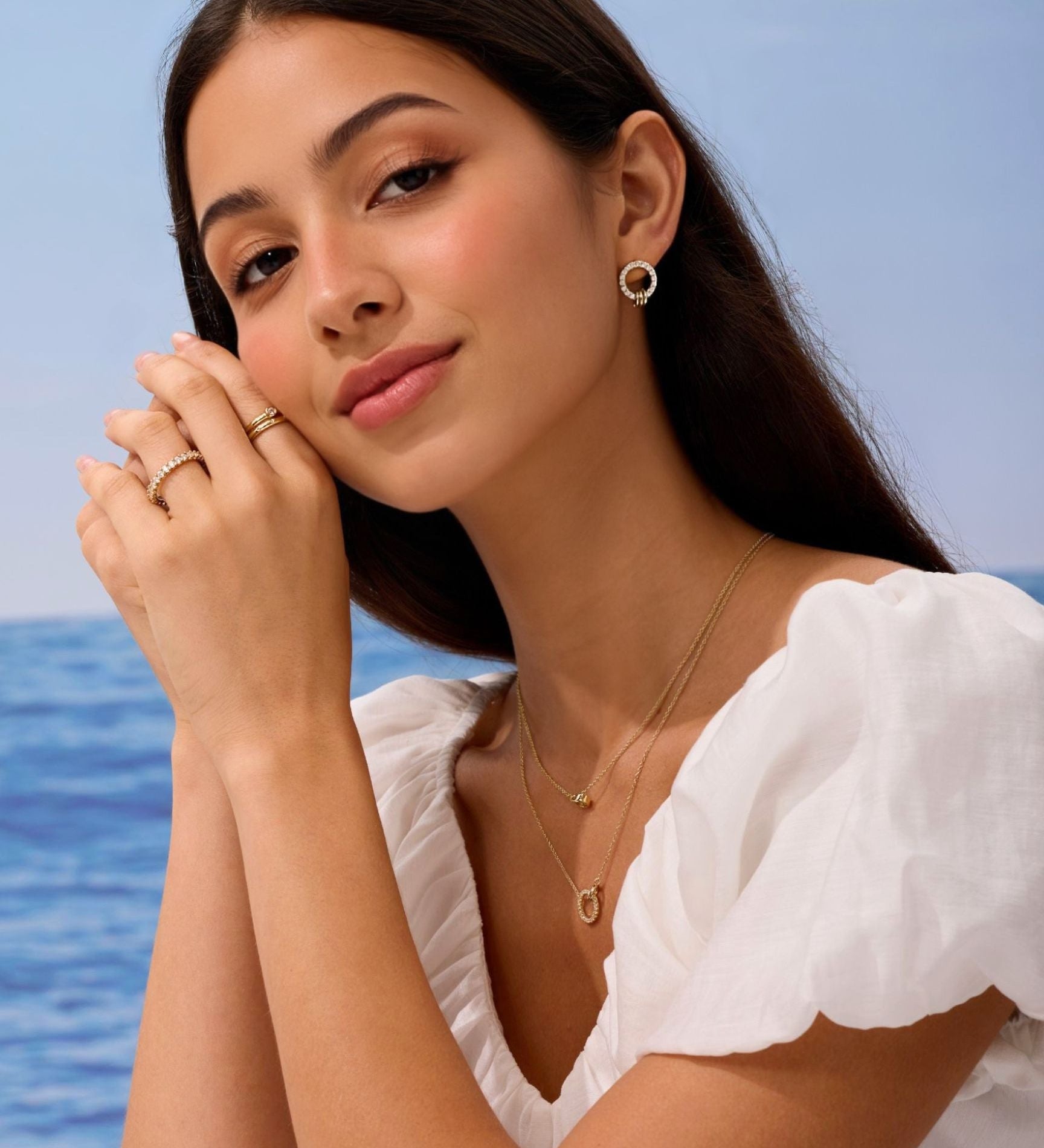 Pave Circle Stud Earrings