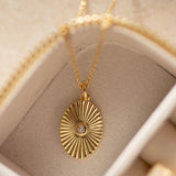 Gold Filled Oval Sun Necklace