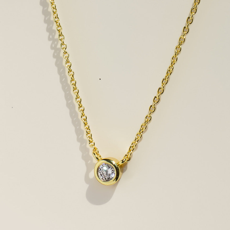 Gold Filled Diamond Bezel Necklace