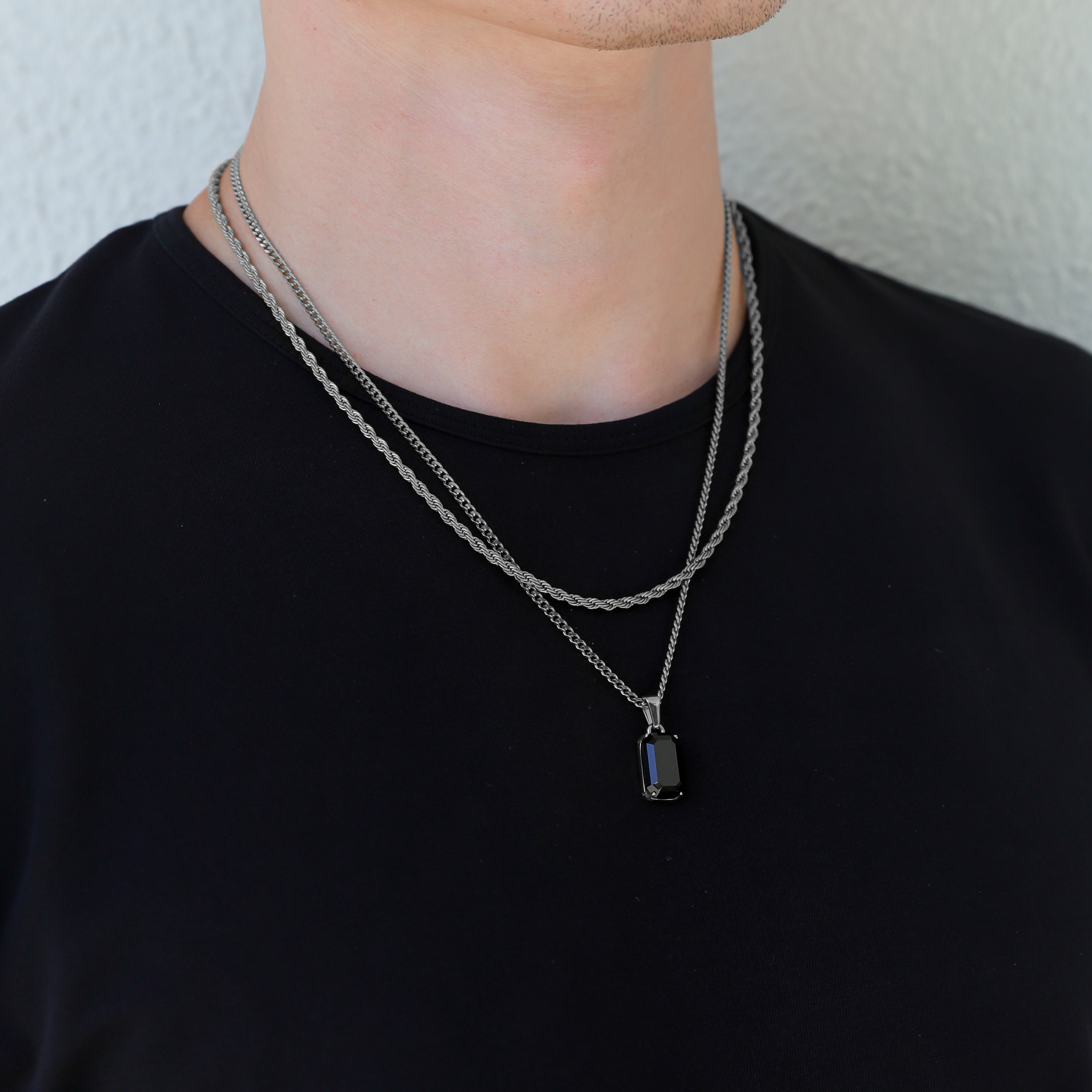 Black Onyx Stone Pendant Set