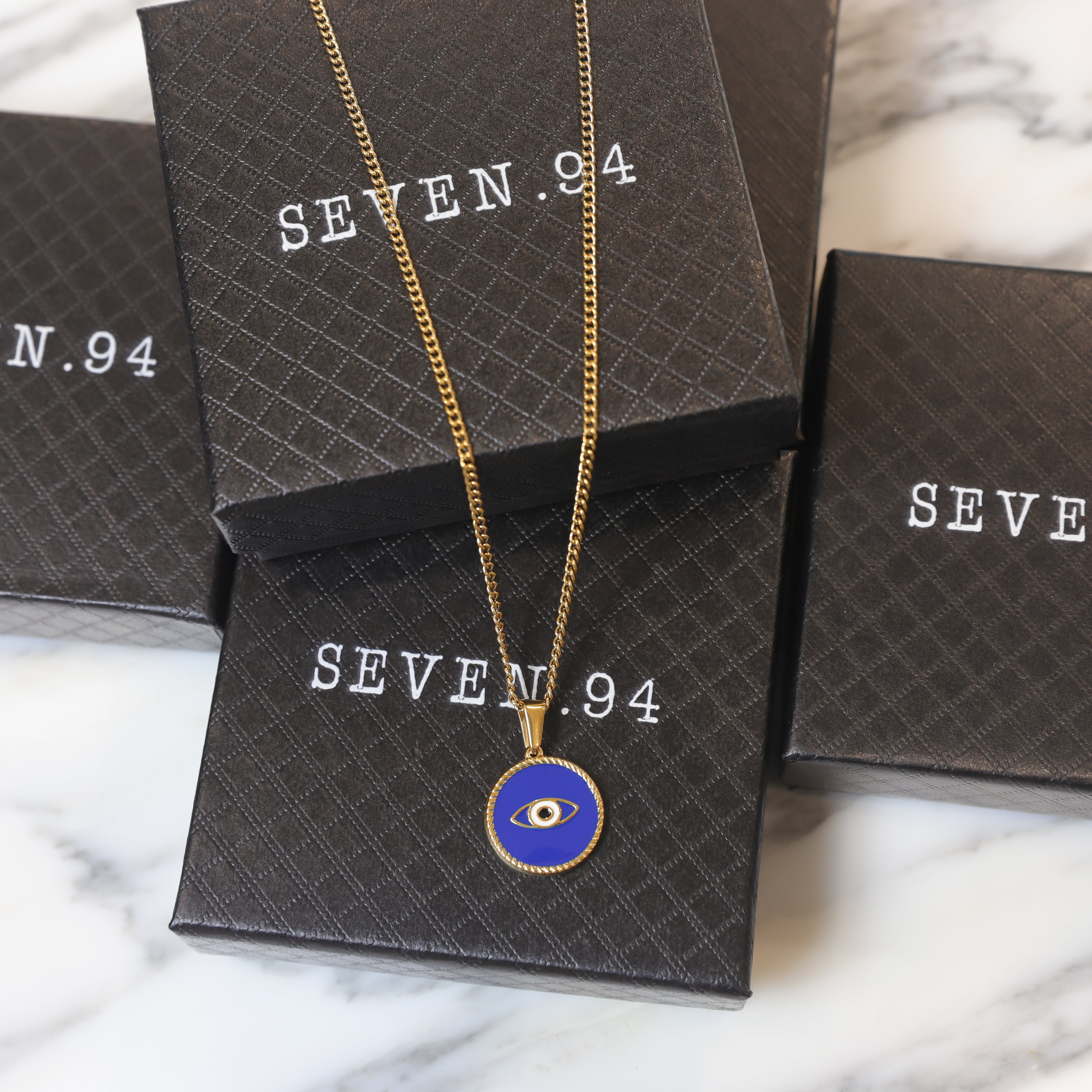 Evil Eye Enamel Gold Pendant