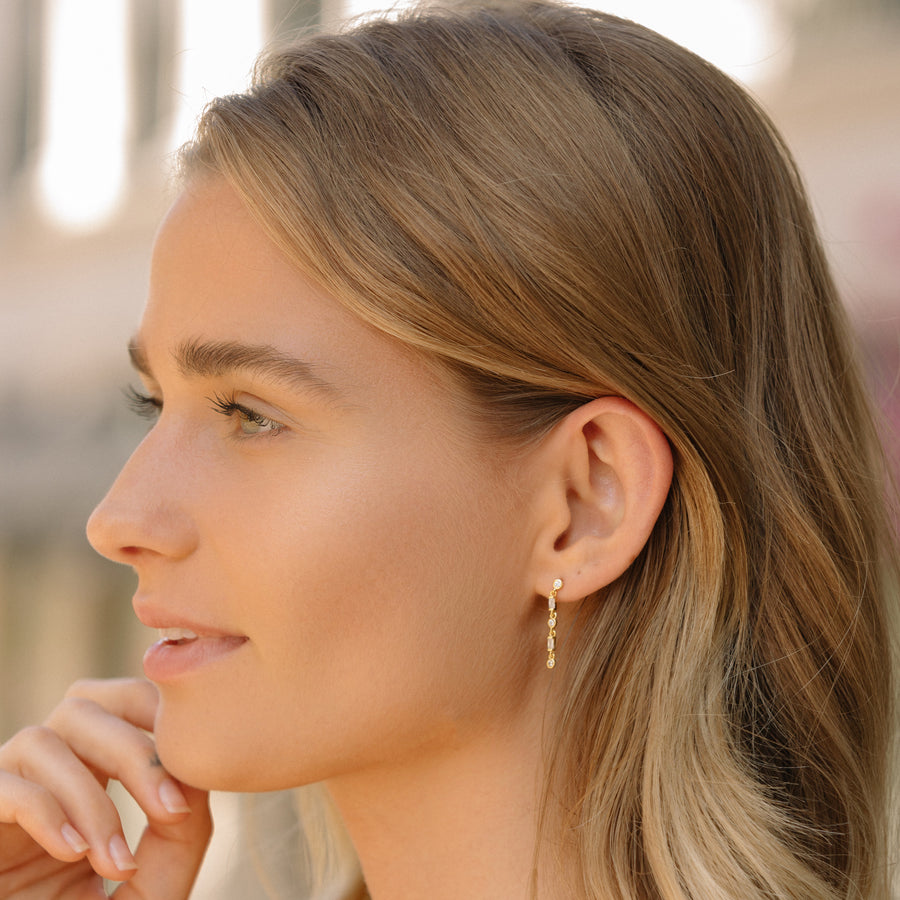 Bezel Dangle Stud Earrings