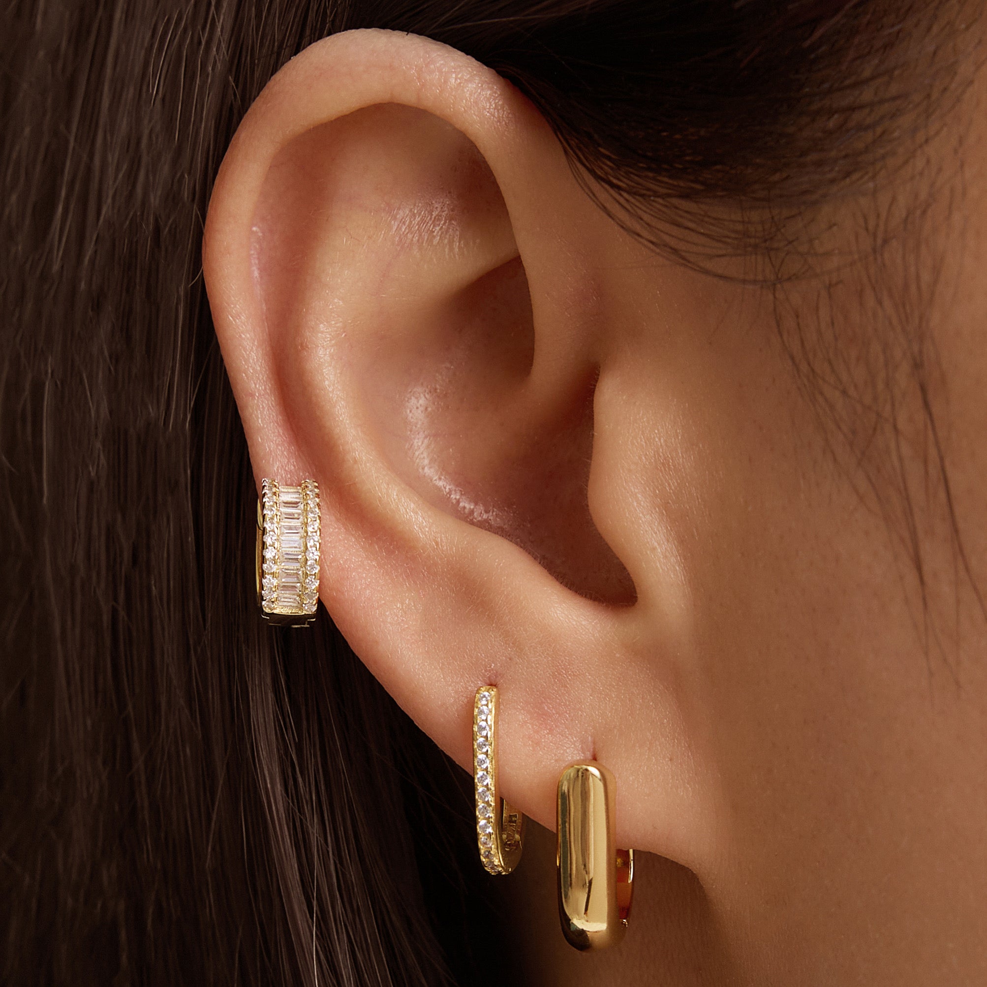 Round and Baguette Hoops