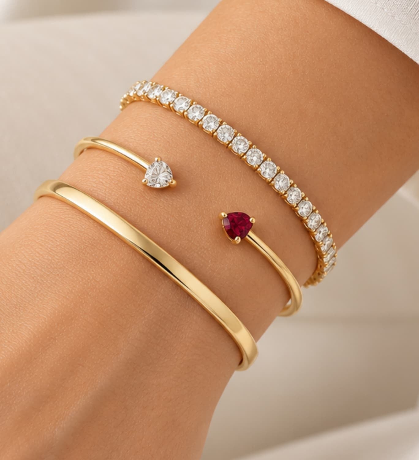 10k Birthstone Bangle Bracelet