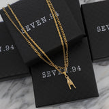 Italian Mano Cornuto Gold Pendant Necklace Set