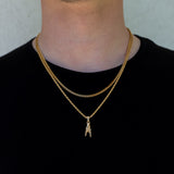 Italian Mano Cornuto Gold Pendant Necklace Set