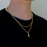 Italian Mano Cornuto Gold Pendant Necklace Set