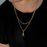 Italian Mano Cornuto Gold Pendant Necklace Set