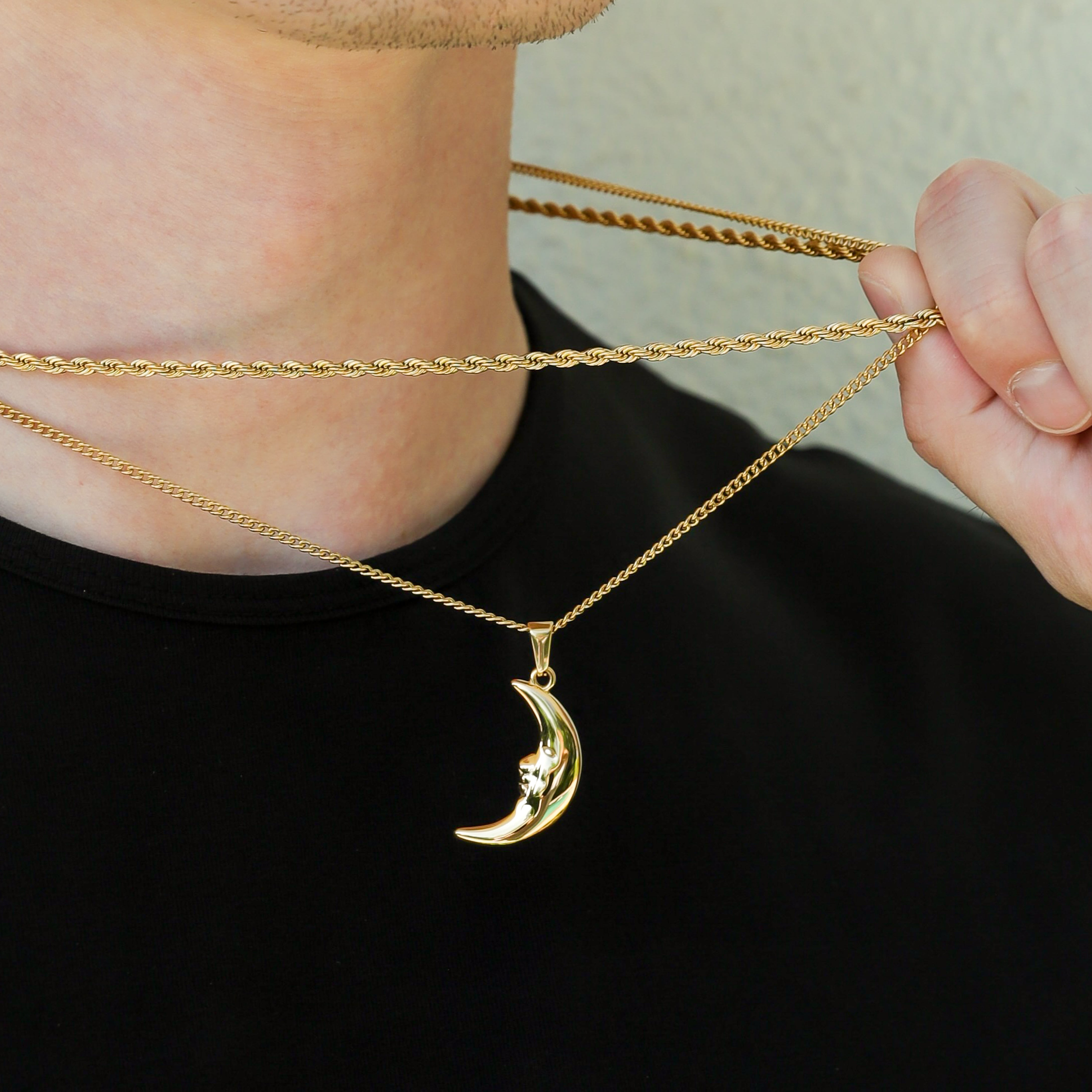 Crescent Moon Pendant Necklace Set