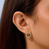 Pave Circle Stud Earrings