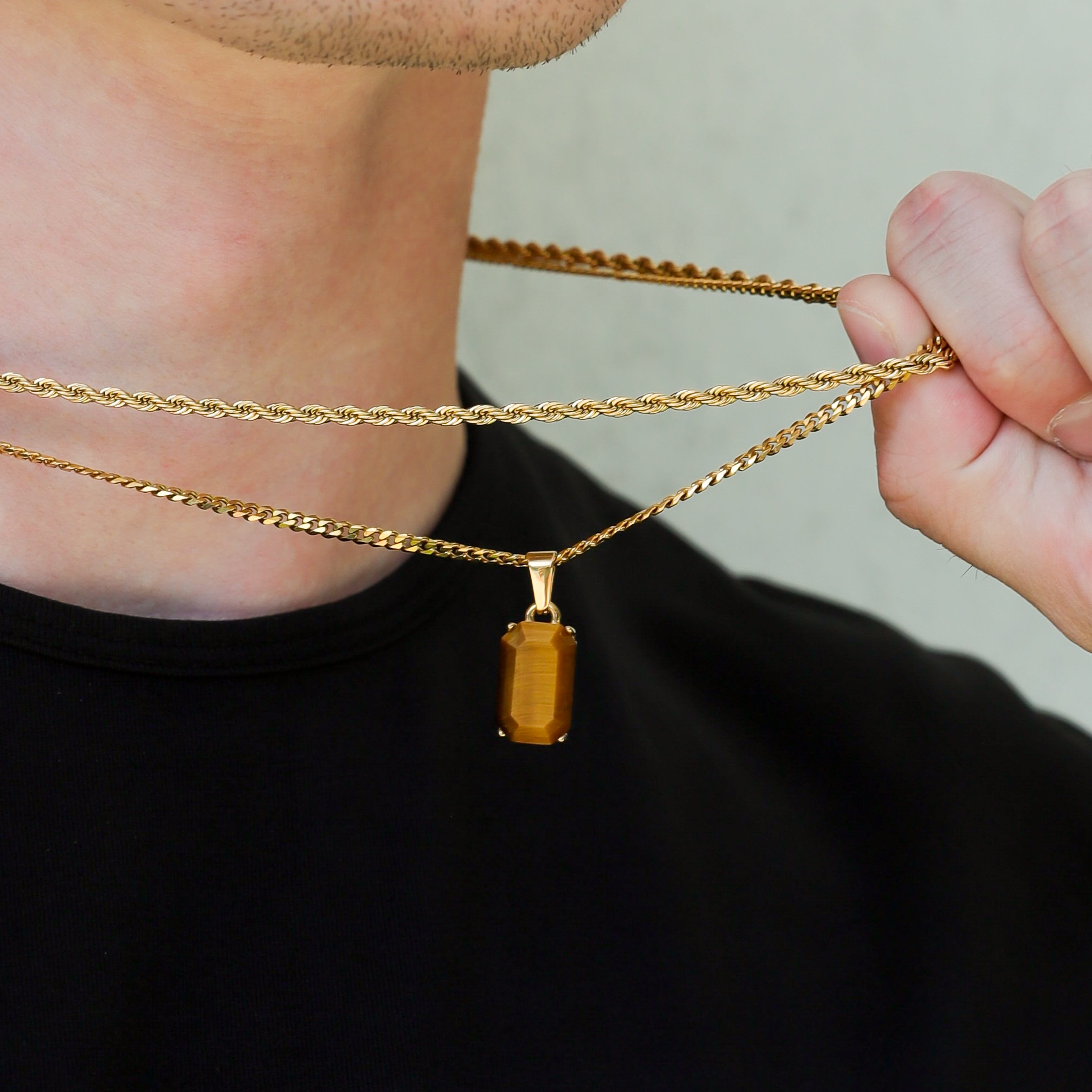 Tiger Eye Stone Necklace Set