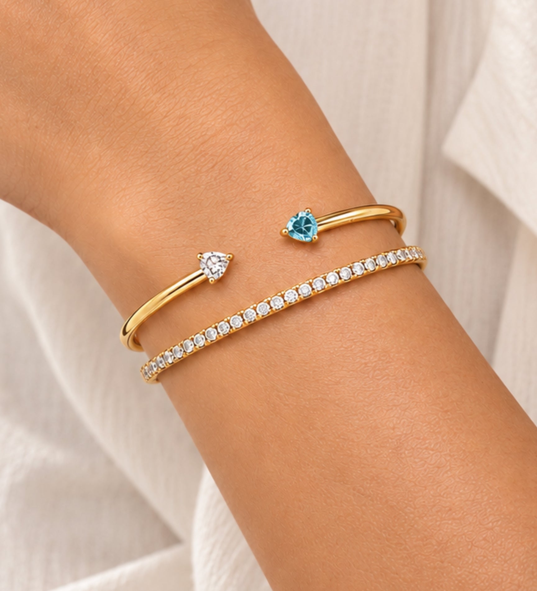 10k Birthstone Bangle Bracelet