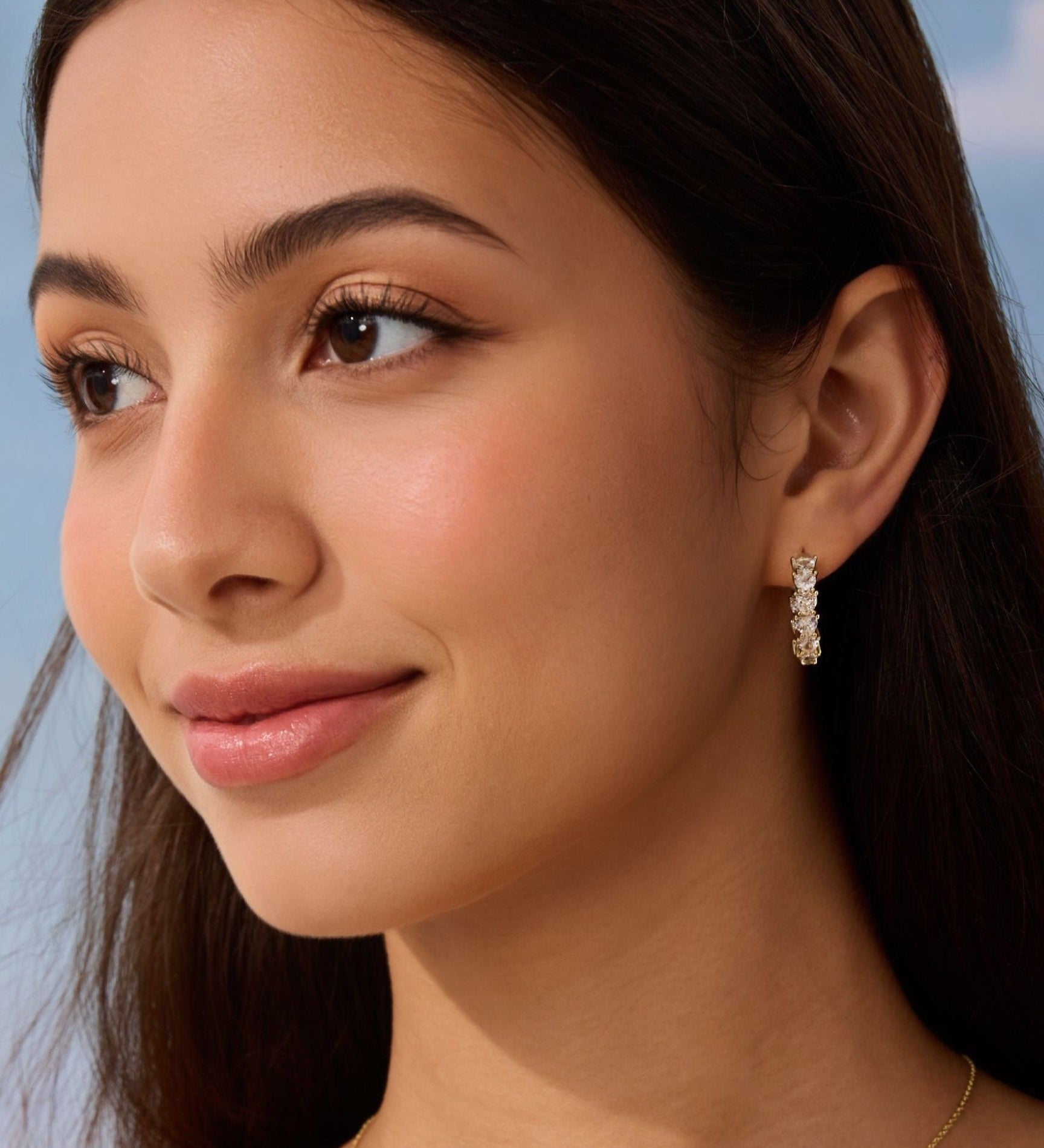 Heart Diamond Hoops