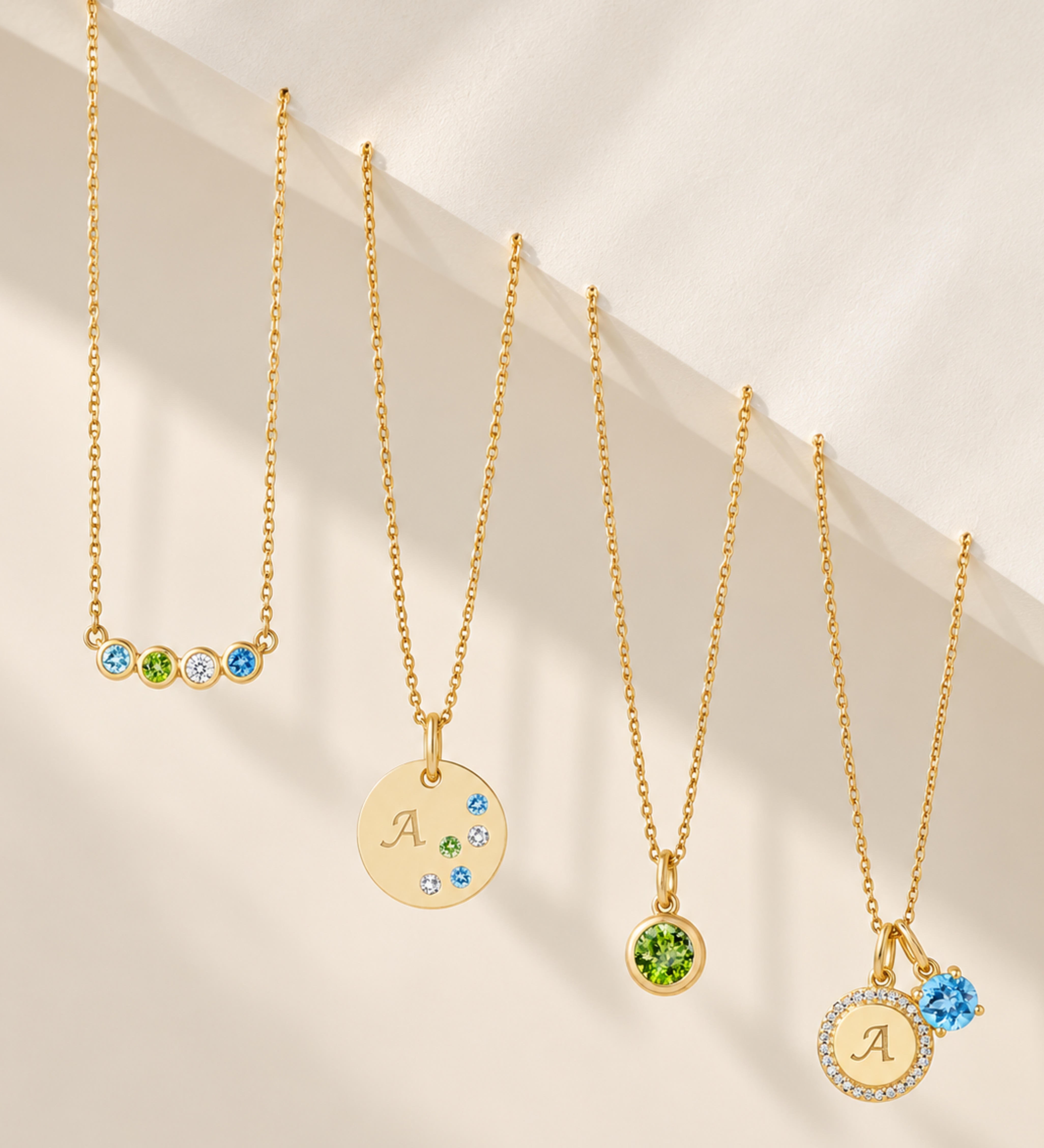 Engravable Birthstone Circle Pendant Necklace
