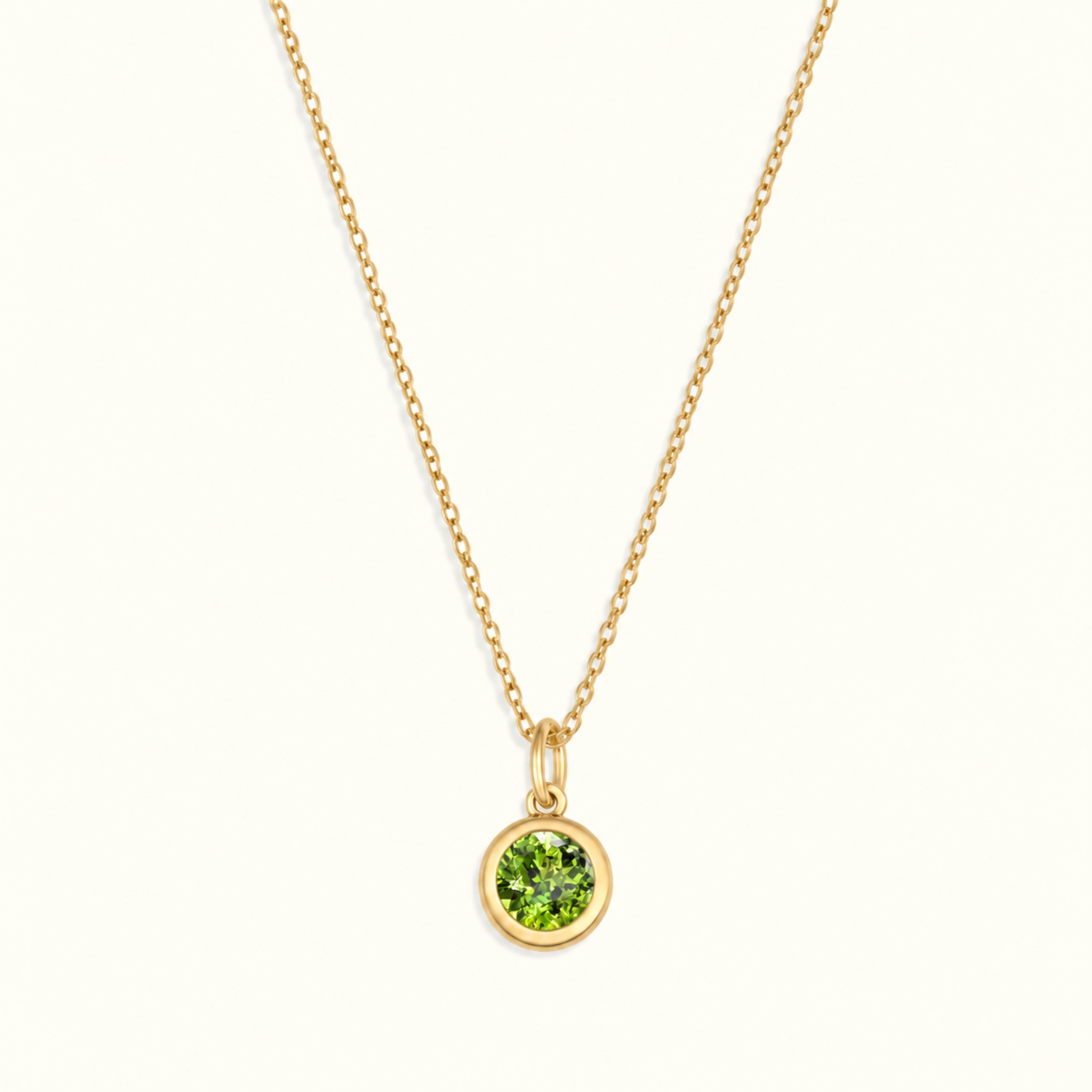 10k Gold Bezel Birthstone Necklace
