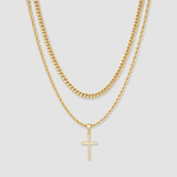Small Cross Necklace Gold Set