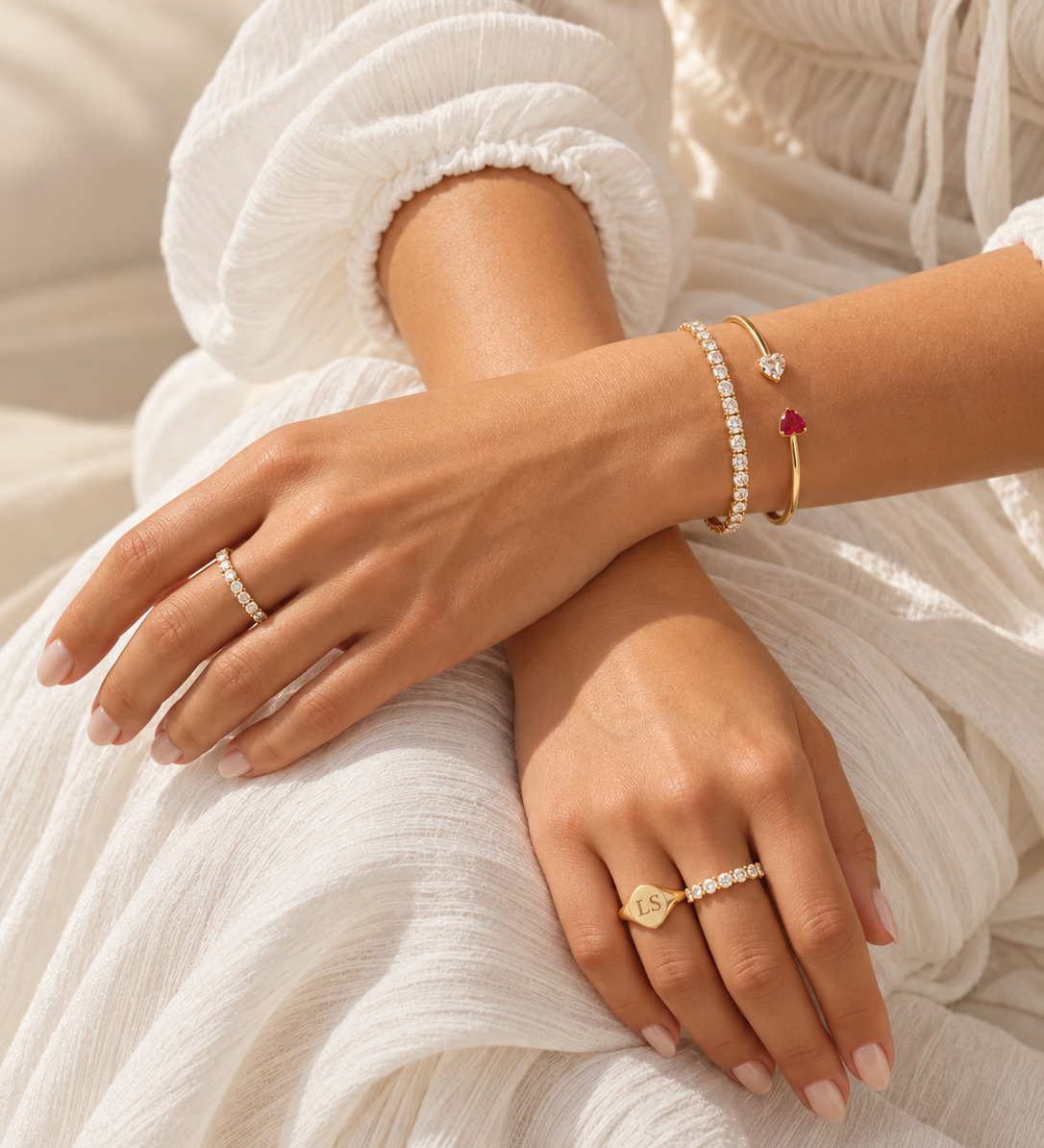 10k Birthstone Bangle Bracelet