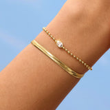 Gold Filled Diamond Oval Stone Bracelet