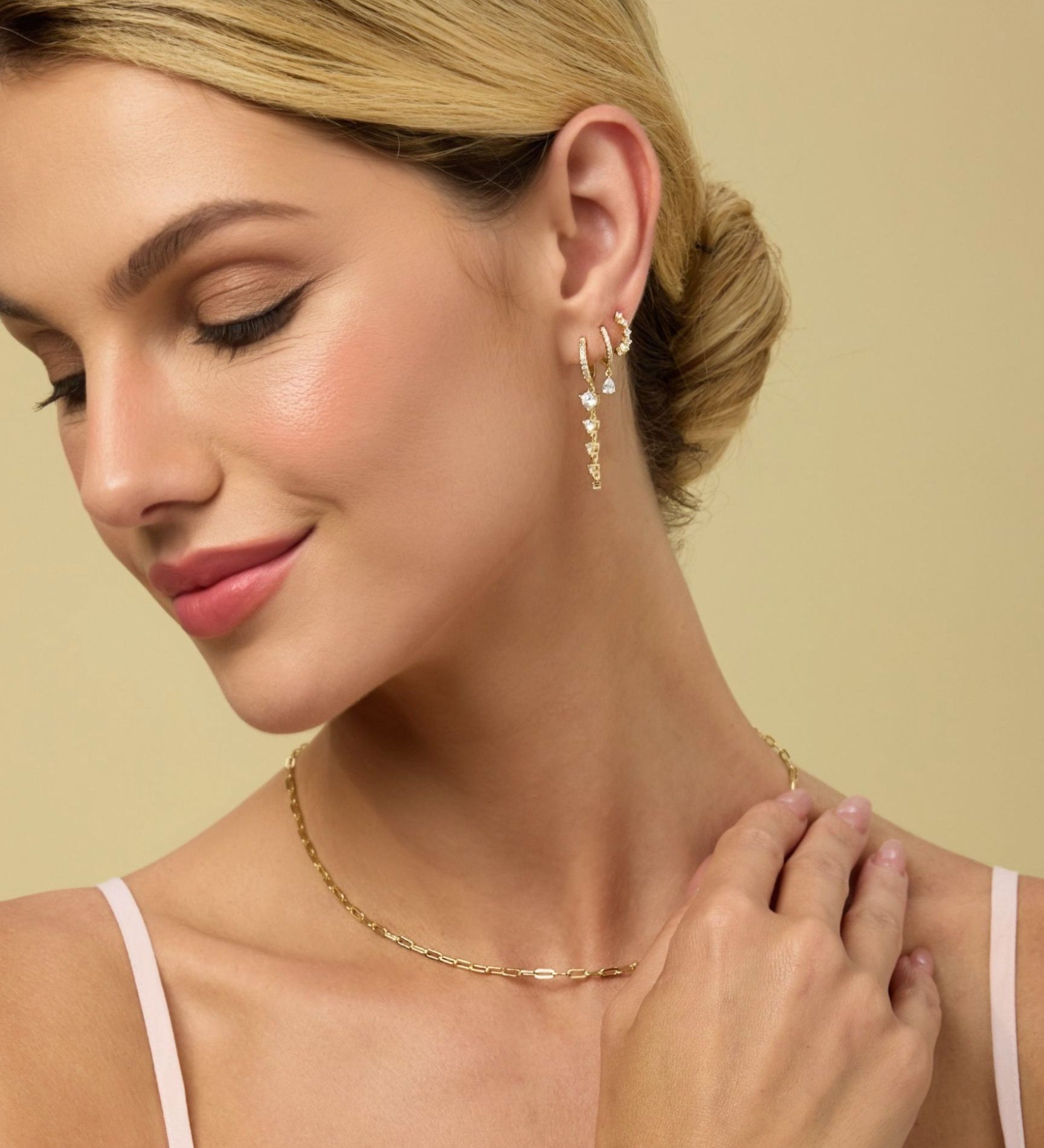 5 Diamond Drop Hoops