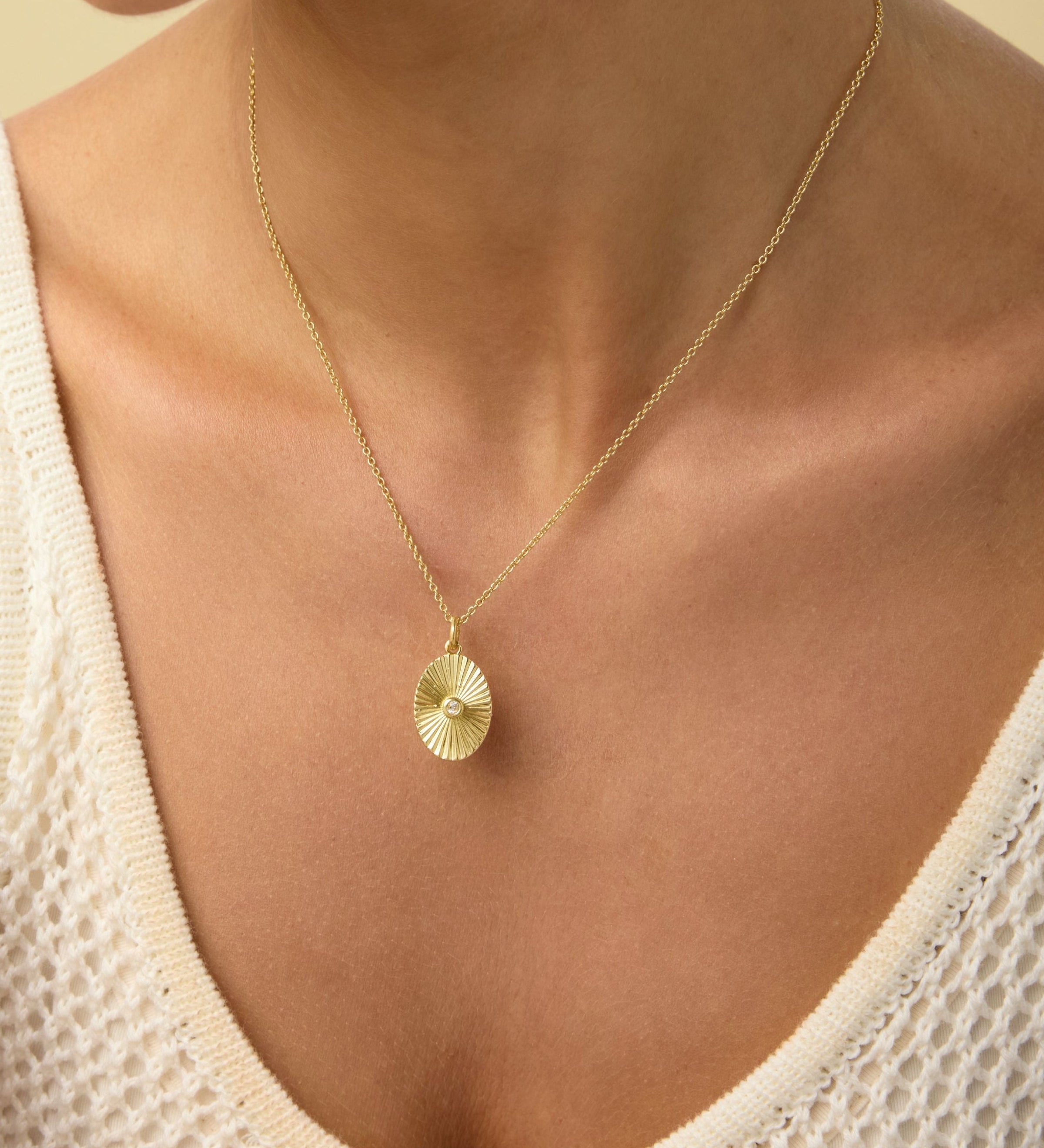 Gold Filled Oval Sun Necklace