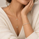 Gold Filled Diamond Bezel Lariat Necklace