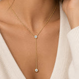 Gold Filled Diamond Bezel Lariat Necklace