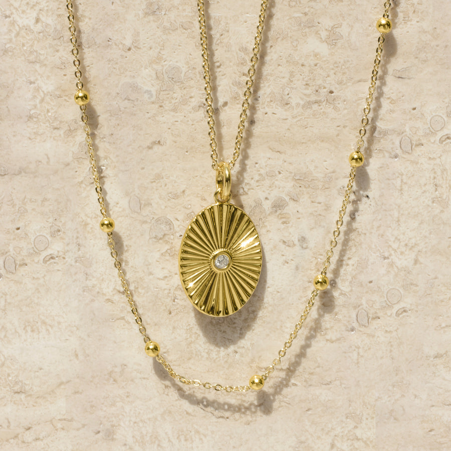 Gold Filled Oval + Satellite Necklace Set