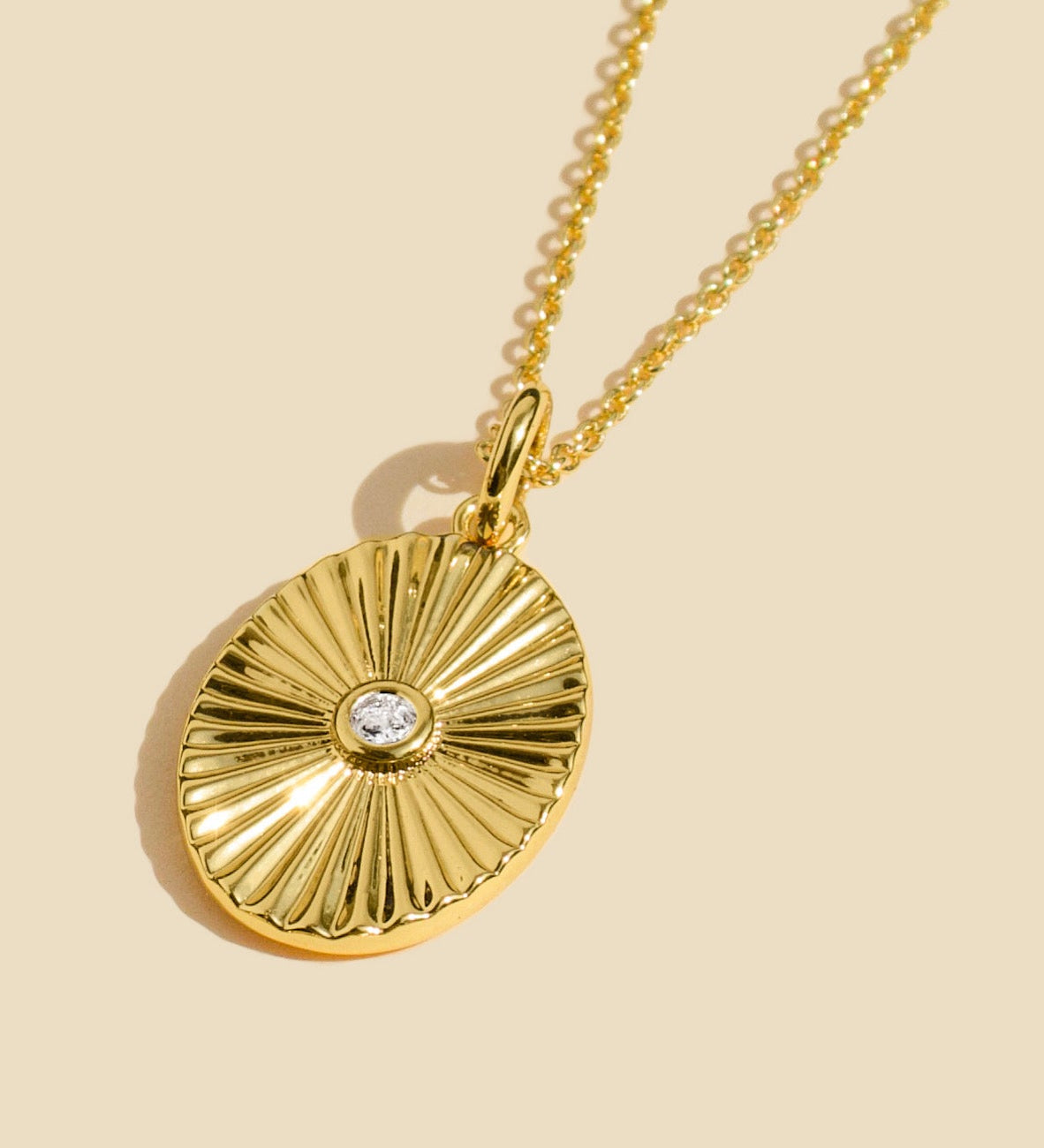 Gold Filled Oval Sun Necklace