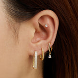 Pave Diamond U Hoops