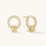 Pave Circle Stud Earrings