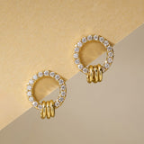Pave Circle Stud Earrings