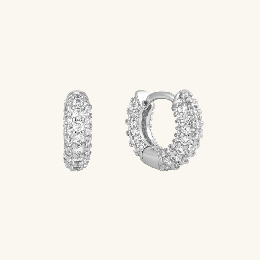 Pave Wave Huggie Hoop Pale Gold