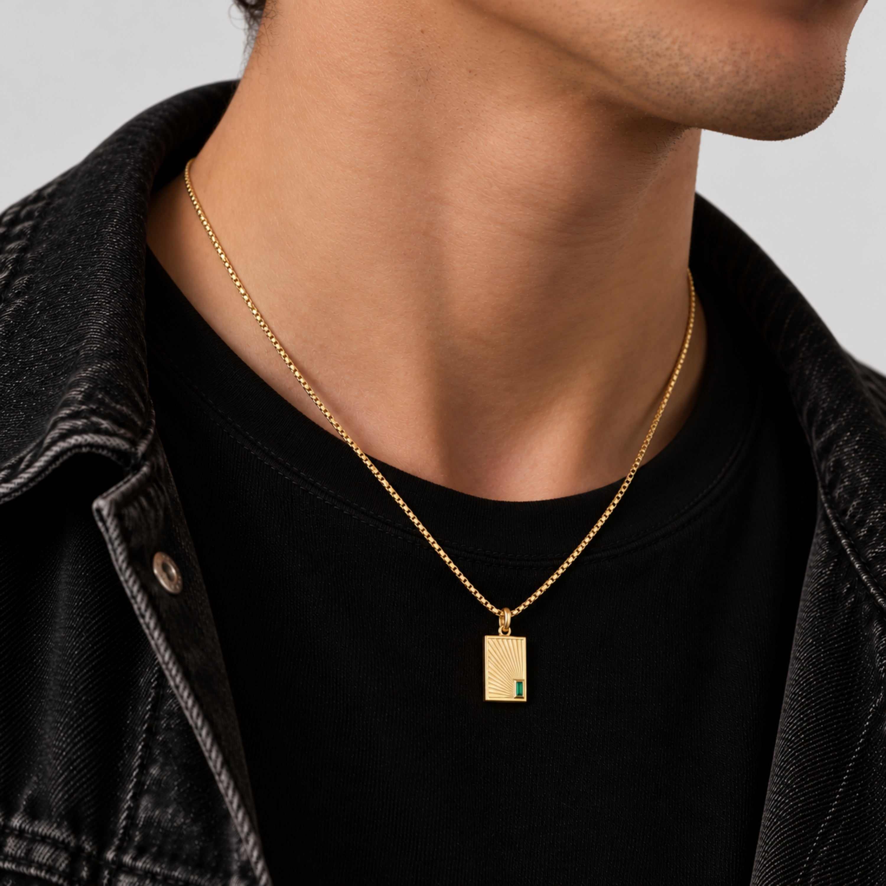 Engravable Sunburst Dog Tag Necklace