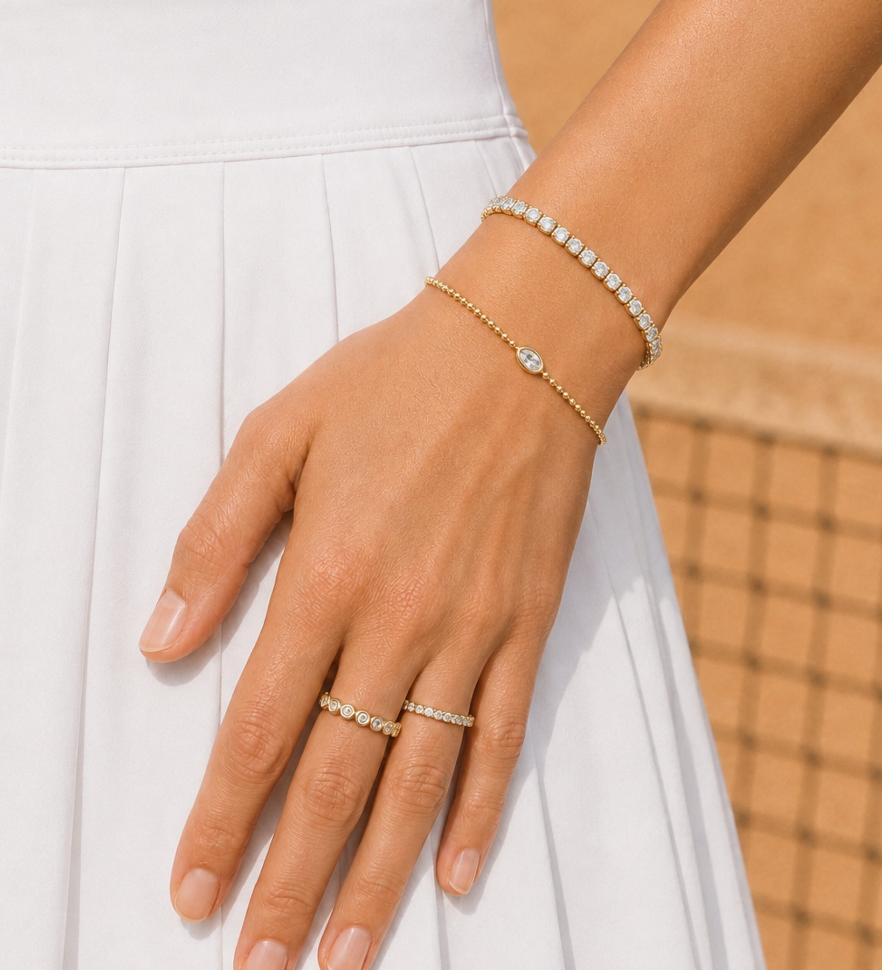 Gold Filled Diamond Oval Stone Bracelet